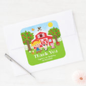 ファームレッドバースデーブロンドヘアの女の子ありがとう スクエアシール (封筒)