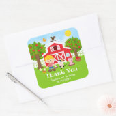 ファームレッドバースデーブロンドヘアーボーイありがとう スクエアシール (封筒)