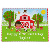 ファームレッドバーンアフリカンアメリカンガールハッピーバースデー ラージペーパーバッグ (正面)