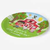 ファームレッドバーンアフリカンアメリカンボーイバースデーパーティー ペーパープレート (アングル)