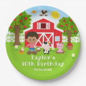 ファームレッドバーンアフリカンアメリカンボーイバースデーパーティー ペーパープレート (正面)