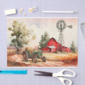 ファームレッドバーントラクターランドスケープ 薄葉紙 (クラフト)