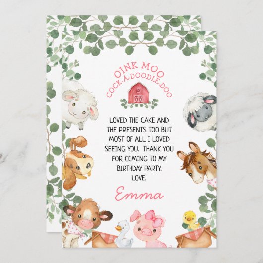 ファームレッドバーンフリージ誕生日サンキューカード 招待状 (正面/裏面)