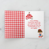 ファームレッドバーンブラウンヘアガールハッピーバースデー カード (内部)