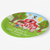 ファームレッドバーンブラウンヘアボーイバースデーパーティー ペーパープレート (アングル)