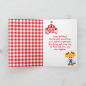 ファームレッドバーンブロンドヘアガールハッピーバースデー カード (内部)