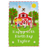 ファームレッドバーンブロンドヘアガールハッピーバースデー ミディアムペーパーバッグ (裏面)