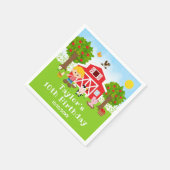 ファームレッドバーンブロンドヘアボーイバースデーパーティー スタンダードカクテルナプキン (角)