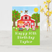 ファームレッドバーンレッドヘアボーイハッピーバースデー カード (黄色い花)