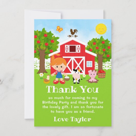 ファームレッド誕生日レッドヘアガール サンキューカード (正面)