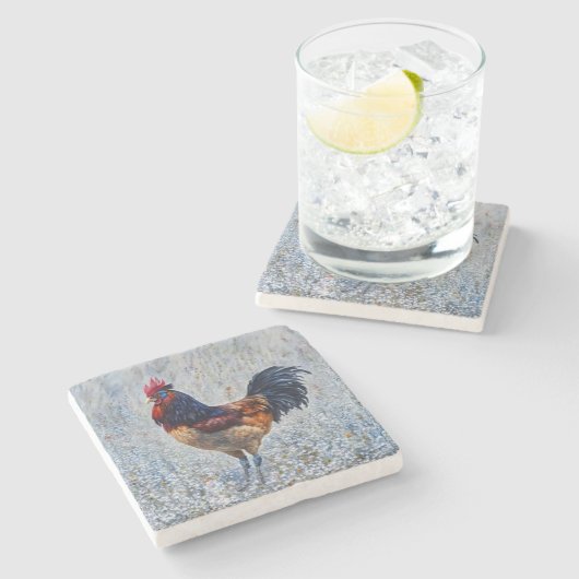 ファームロカラフルースターアートコースター ストーンコースター (横)