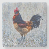 ファームロカラフルースターアートコースター ストーンコースター (正面)