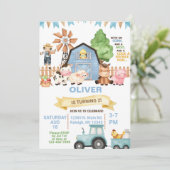 ファーム動物の少年ANY AGE誕生日の招待。 招待状 (スタンド正面)