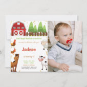 ファーム動物の誕生日招待状と写真 招待状 (正面)