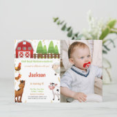 ファーム動物の誕生日招待状と写真 招待状 (スタンド正面)