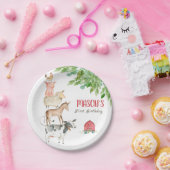 ファーム動物納屋周囲の庭パーティーグリーンリーボーイ誕生日 ペーパープレート (パーティー)