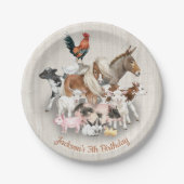 ファーム動物納屋周囲の庭誕生日パーティー紙プレート ペーパープレート (正面)