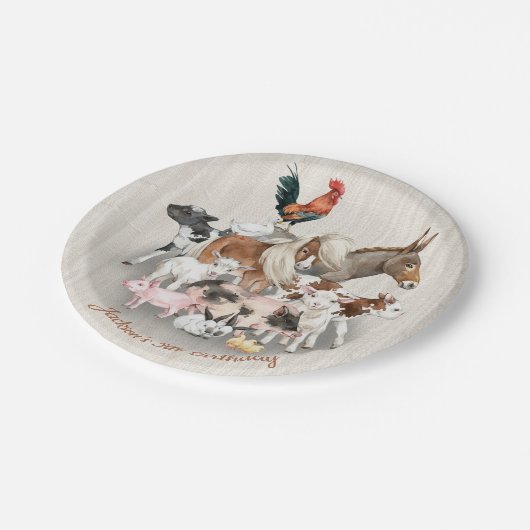 ファーム動物納屋周囲の庭誕生日パーティー紙プレート ペーパープレート (アングル)