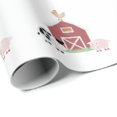 ファーム動物&バーンパターンホワイト ラッピングペーパー (ロールコーナー)