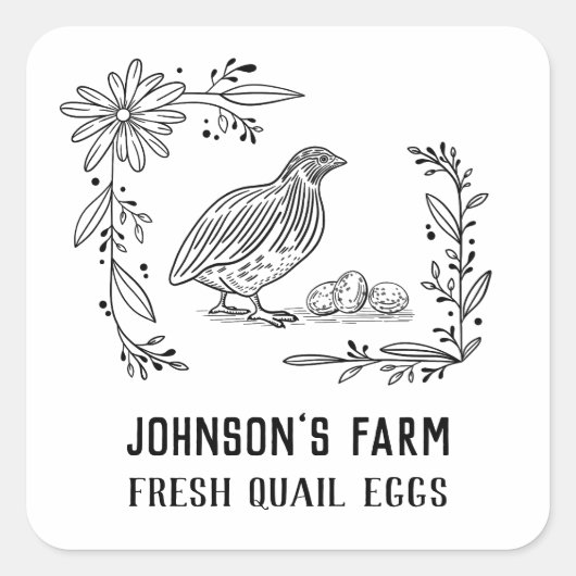 ファーム名 |リース |ウズラの卵 |ヴィンテージ|黒 スクエアシール (正面)