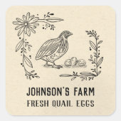 ファーム名 |リース |ウズラの卵 |ヴィンテージ|黒 スクエアシール (正面)