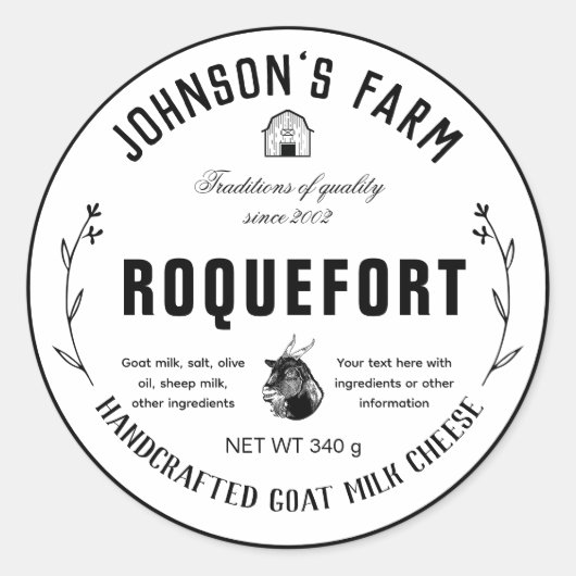 ファーム名 |リース |ヤギのミルクチーズ |ヴィンテージ| ラウンドシール (正面)