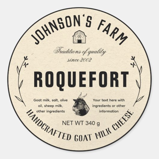 ファーム名 |リース |ヤギのミルクチーズ |ヴィンテージ | ラウンドシール (正面)