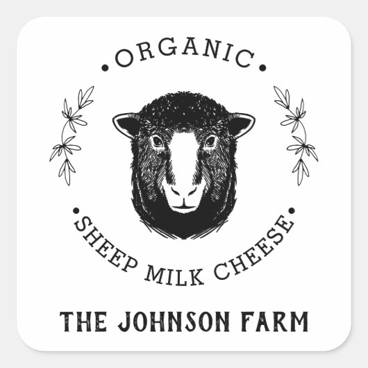 ファーム名 |リース | Sheep Cheese Milk |ヴィンテージ スクエアシール (正面)
