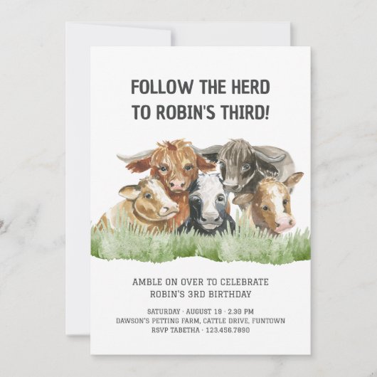 ファーム後を追テーマザ・ヘルド3歳の誕生日 招待状 (正面)