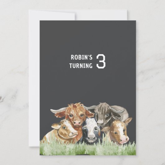 ファーム後を追テーマザ・ヘルド3歳の誕生日 招待状 (裏面)