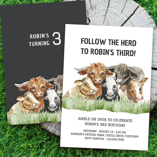 ファーム後を追テーマザ・ヘルド3歳の誕生日 招待状