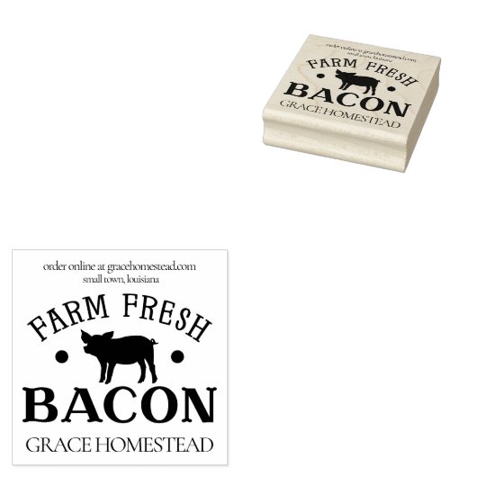 ファーム新鮮なベーコン豚農家市場の名前を追加 ラバースタンプ (押印)