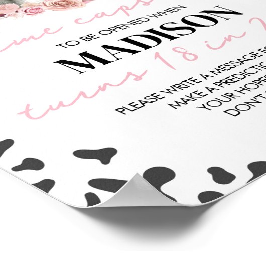 ファーム牛誕生日時間カプセル標識 ポスター (角)