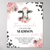 ファーム牛誕生日時間カプセル標識 ポスター (正面)