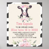 ファーム牛誕生日時間カプセル標識 ポスター (正面)