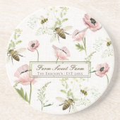 ファーム甘いファームファミリー名ポピー、蜂の野花 コースター (正面)