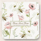 ファーム甘いファームファミリー名ポピー、蜂の野花 コースター (正面)