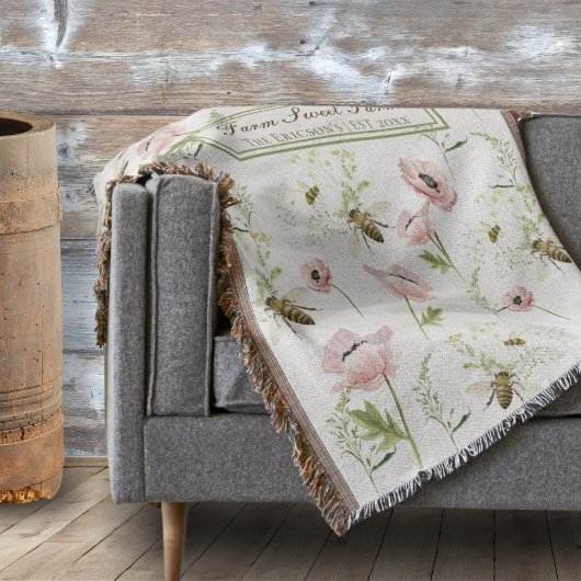 ファーム甘いファームファミリー名ポピー、蜂の野花 スローブランケット