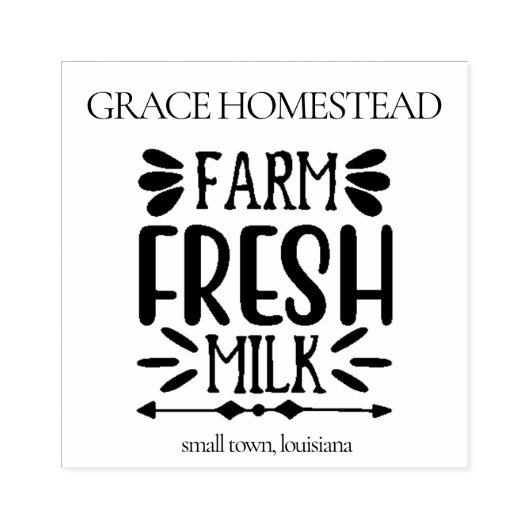 ファーム生乳農家市場の名前の追加 ラバースタンプ (インプリント)