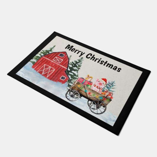 ファーム納屋周囲の庭カントリークリスマスドアマット ドアマット (アングル)