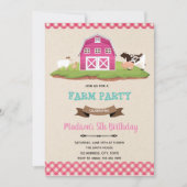 ファーム納屋周囲の庭ガール誕生パーティーの招待 招待状 (正面)
