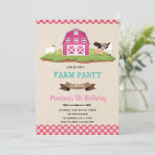 ファーム納屋周囲の庭ガール誕生パーティーの招待 招待状 (スタンド正面)