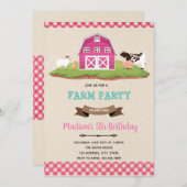 ファーム納屋周囲の庭ガール誕生パーティーの招待 招待状 (正面/裏面)