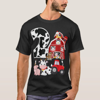 ファーム納屋周囲の庭テーマピグカウホース2nd誕生日2Y Tシャツ