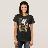 ファーム納屋周囲の庭テーマピグカウホース4th誕生日4Y Tシャツ (正面フル)