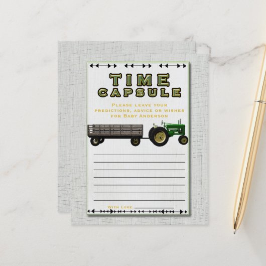 ファーム納屋周囲の庭トラクタータイムカプセルベビーシャワー (正面/裏面インサイチュ)