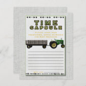 ファーム納屋周囲の庭トラクタータイムカプセルベビーシャワー (正面/裏面)