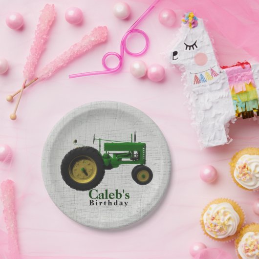 ファーム納屋周囲の庭トラクターバースデーパーティカスタムー ペーパープレート (パーティー)
