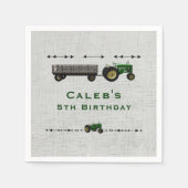 ファーム納屋周囲の庭トラクターバースデーパーティーフェイバーカスタム スタンダードカクテルナプキン (正面)