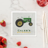 ファーム納屋周囲の庭トラクターバースデーパーティーフェイバーカスタム スタンダードカクテルナプキン (インサイチュ)